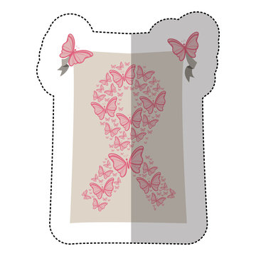 emblem breast cancer butterflys icon, vector illustration design image