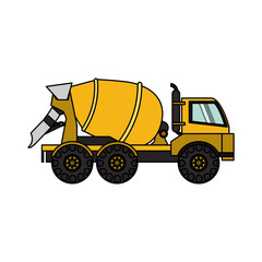 cement truck heavy construction machinery icon image vector illustration design 
