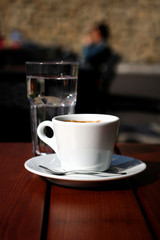 Coffee cup on wooden background 