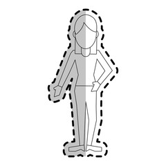 abstract faceless woman pointing to the side  icon image vector illustration design 