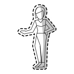 abstract faceless woman pointing to the side  icon image vector illustration design 
