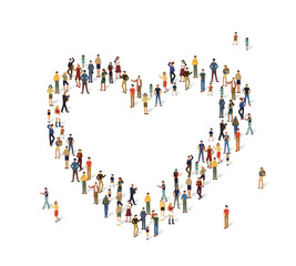 Group of people in the shape of a heart