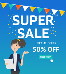 Naklejka premium Sale banner template design.Vector illustration.