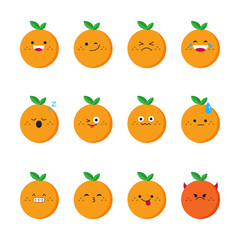 Orange modern flat emoticon set