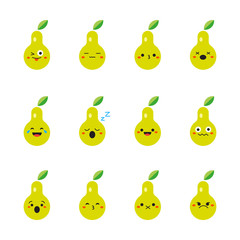 Pear modern flat emoticon set