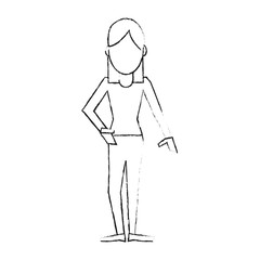 abstract faceless woman pointing to the side  icon image vector illustration design 