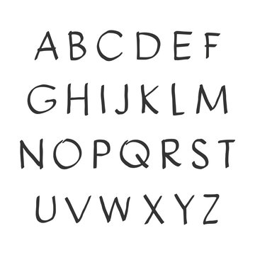 Vector handwritten alphabet. Uppercase letters. Brush script. Modern Brushed Lettering