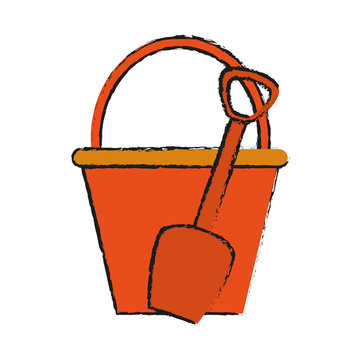 bucket with handle and shovel icon image vector illustration design 