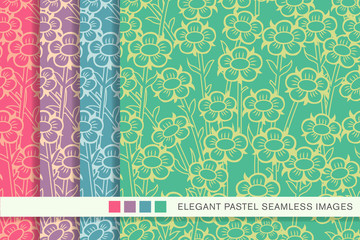 Seamless pastel background set round flower