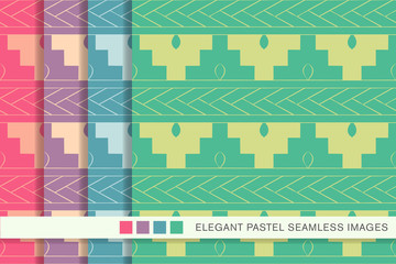 Seamless pastel background set sawtooth geometry cross