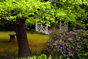 Romantic vintage gazebo in a private garden
