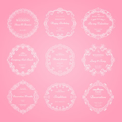 Collection of hand drawn wreaths. Cute template design elements. Vector illustration.