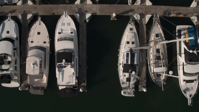 Aerial view of boats at marina near Tacoma
