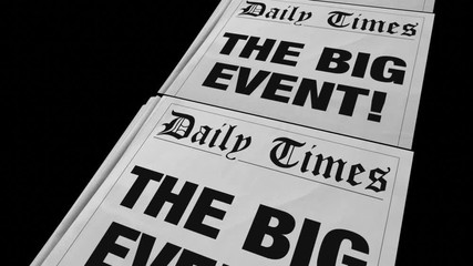 The Big Event Party Celebration Newspaper Headline 3d Animation