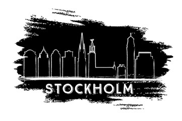 Stockholm Skyline Silhouette. Hand Drawn Sketch.
