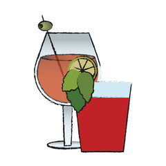 Fototapeta na wymiar cocktail drinks icon over white background. colorful design. vector illustration