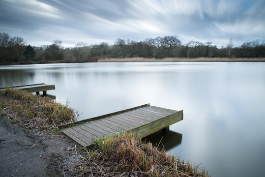 Long exposure of a fishing lake