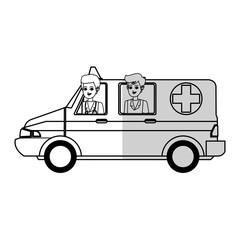 medical ambulance and doctors over white background. vector illustration