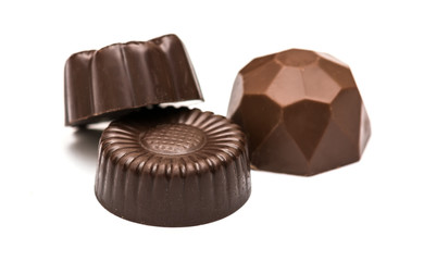 Chocolate candies on a white background