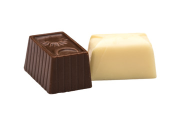Chocolate candies on a white background