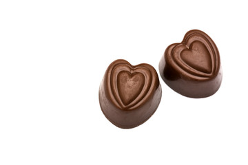 Chocolate candies on a white background
