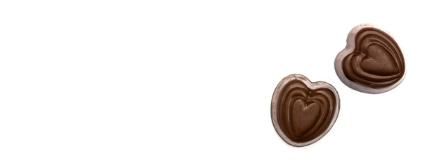 Chocolate candies on a white background
