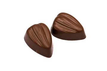 Chocolate candies on a white background