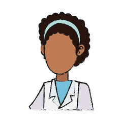 medical doctor woman cartoon icon over white background. vector illustration