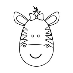 figure face zebra ribbon bow head, vector illustration design image