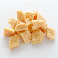 Hard cheese on a white background