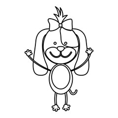 figure teddy dog bow head, vector illustration design image