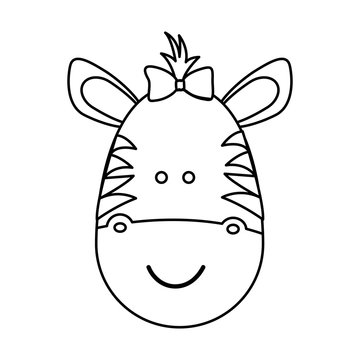 figure face zebra ribbon bow head, vector illustration design image