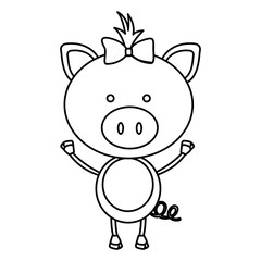 figure teddy pig bow head, vector illustration design