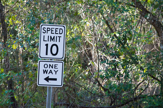 Speed Limit and One Way Sign