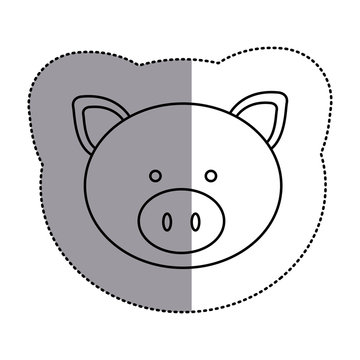 contour face pig icon, vector illustration design image
