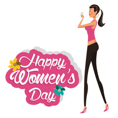 happy womens day girl with flower vector illustration eps 10