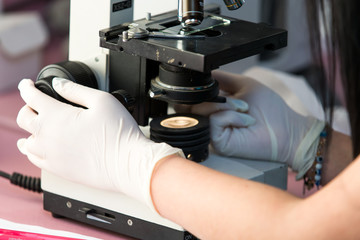 Doctor at the microscope