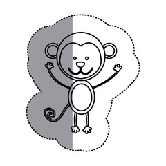 contour teddy monkey icon, vector illustration design image