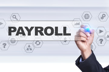 Businessman drawing on virtual screen. payroll concept.
