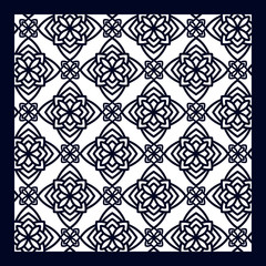 Square Pattern panel for laser cutting with mandalas. Kirigami filigree pattern frame. For wedding invitation, envelope, baby shower, postcards. Suitable for printing, engraving, metal, wood.