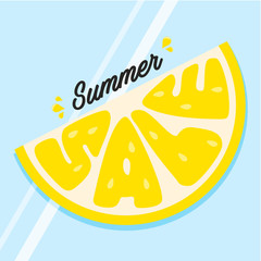 Summer Sale. Juicy slice lemon. Vinyl sticker on the glass