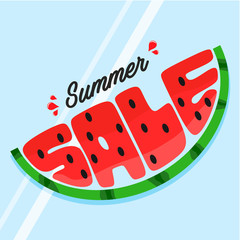 Summer Sale. Juicy slice watermelon. Vinyl sticker on the glass