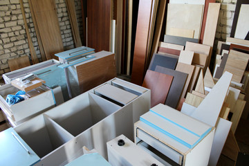 Furniture manufacture. Production department and furniture storage