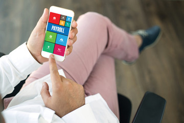 COMMUNICATION TECHNOLOGY INTERNET APP BUSINESS PAYROLL CONCEPT