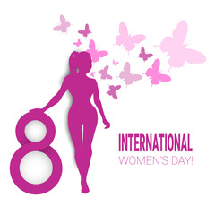 Obraz na płótnie Canvas 8 March International Women Day Greeting Card Flat Vector Illustration
