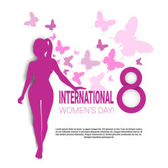 Naklejka na ściany i meble 8 March International Women Day Greeting Card Flat Vector Illustration