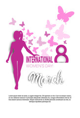 Obraz na płótnie Canvas 8 March International Women Day Greeting Card Flat Vector Illustration