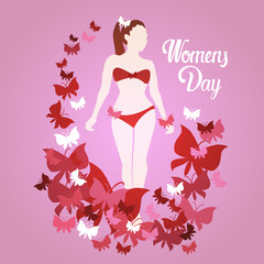 8 March International Women Day Greeting Card Flat Vector Illustration
