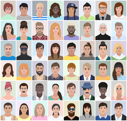 Portraits of different people, vector illustration