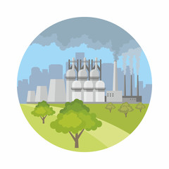 Industrial landscape with the image of a large metallurgical plant. Vector background.